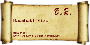Baumhakl Riza névjegykártya